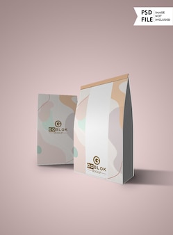 Maquete de embalagem de café em sacola de papel stand up