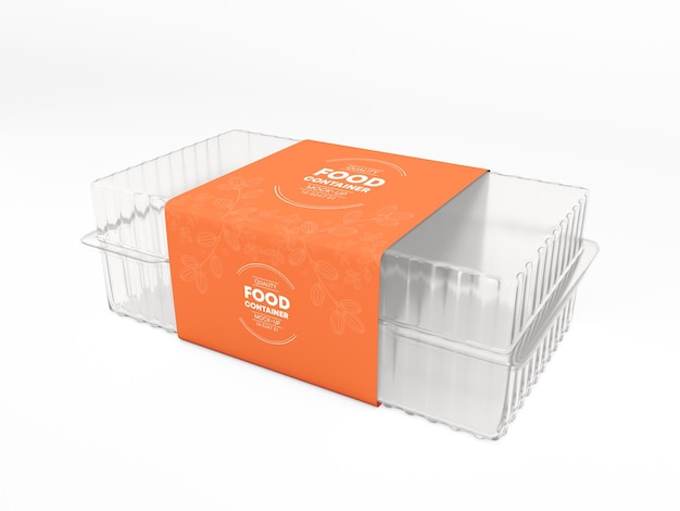 Maquete de embalagem de caixa de entrega de alimentos de plástico transparente