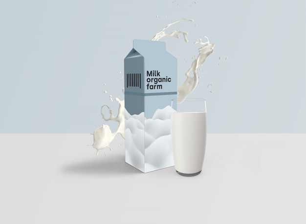 Maquete de embalagem de leite Psd
