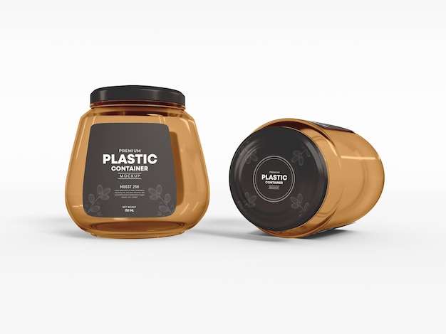 Maquete de embalagem de recipiente de plástico transparente