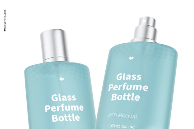 Maquete de frasco de perfume de vidro de 50 ml, close-up