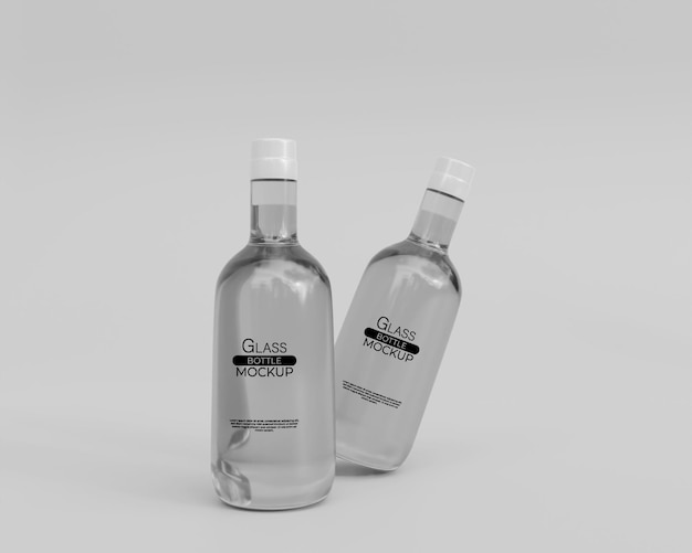 Maquete de garrafa de vidro 3d realista