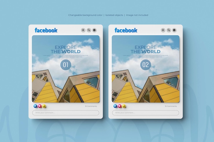 PSD grátis maquete de postagem do facebook renderizada em 3d isolada