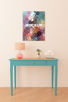 Maquete de quadro acima pequena mesa