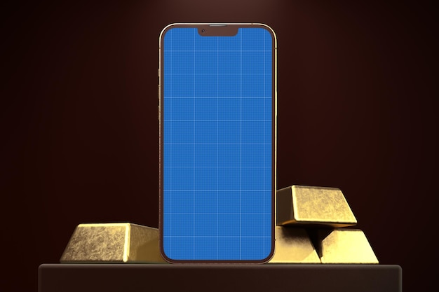 Maquete de telefone dourado Psd Premium