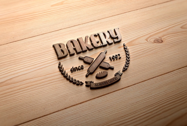 Maquete do efeito do logotipo de madeira