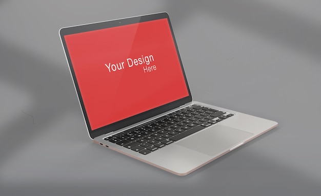 Maquete realista de laptop com fundo cinza isolado renderização psd