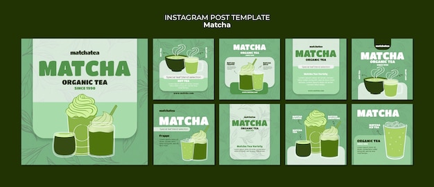 PSD grátis matcha bebe chá postagens no instagram.