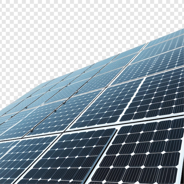 Matriz de painéis solares de energia limpa alimentando um futuro sustentável