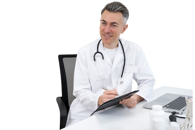 Médico se preparando para exame médico de rotina