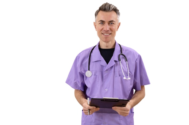 Médico se preparando para exame médico de rotina