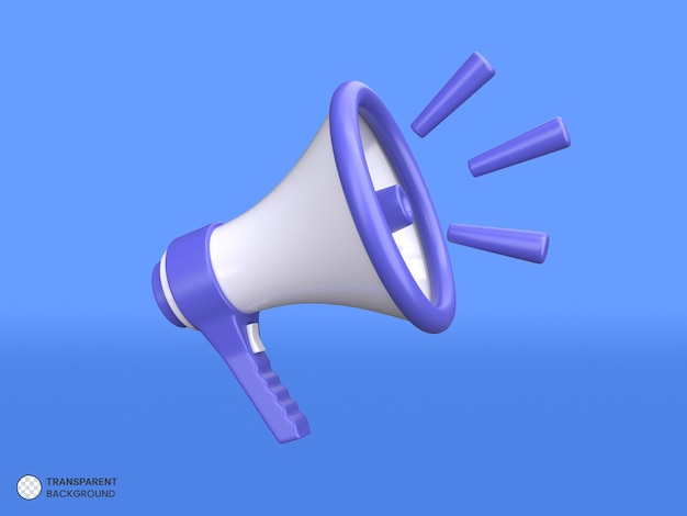 Megafone com ilustração de renderização 3d ícone de volume