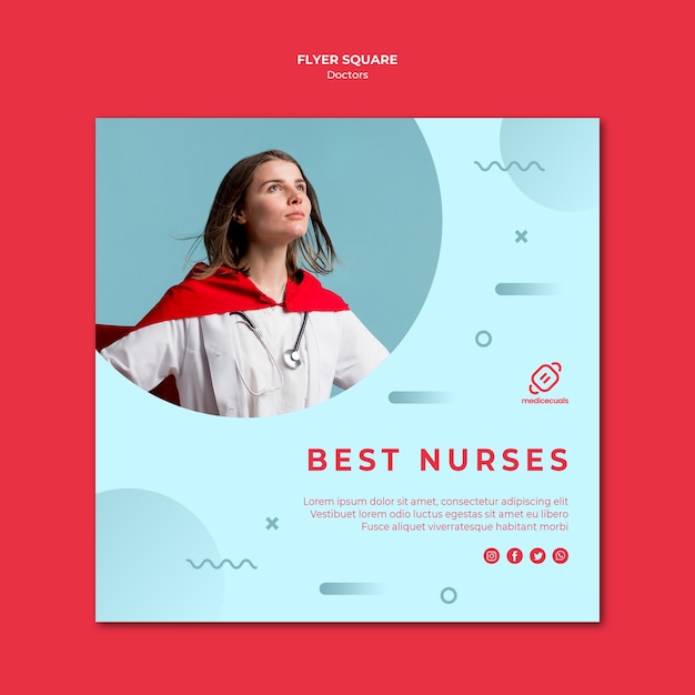Melhor modelo de panfleto quadrado de enfermeiras