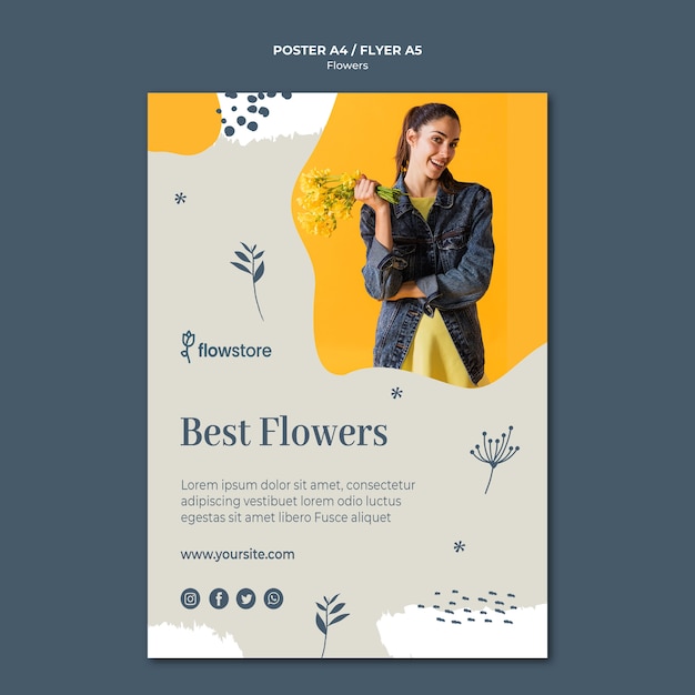 Melhores modelo de cartaz de flores e empresária bonito