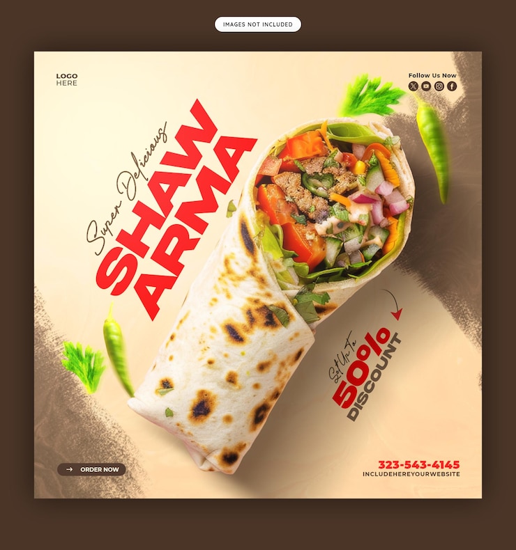 PSD grátis menu de comida e banner de mídia social de restaurante ou modelo de postagem do instagram