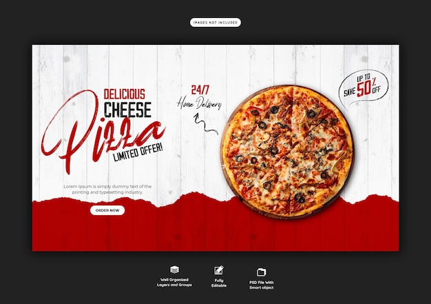 PSD grátis menu de comida e modelo de banner da web de pizza deliciosa