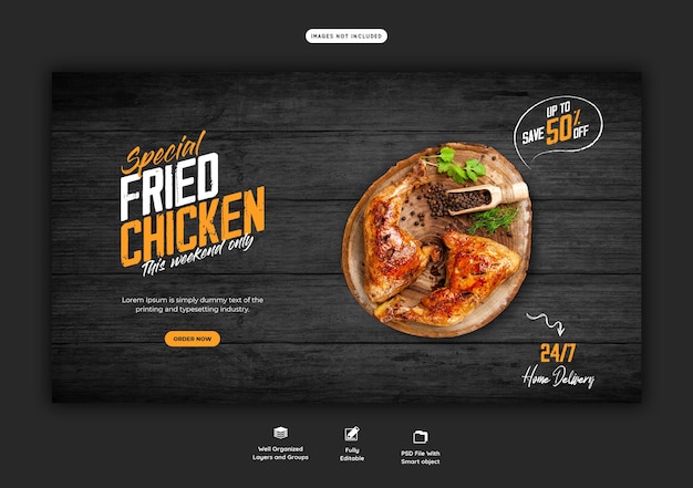 PSD grátis menu de comida e modelo de banner da web de restaurante