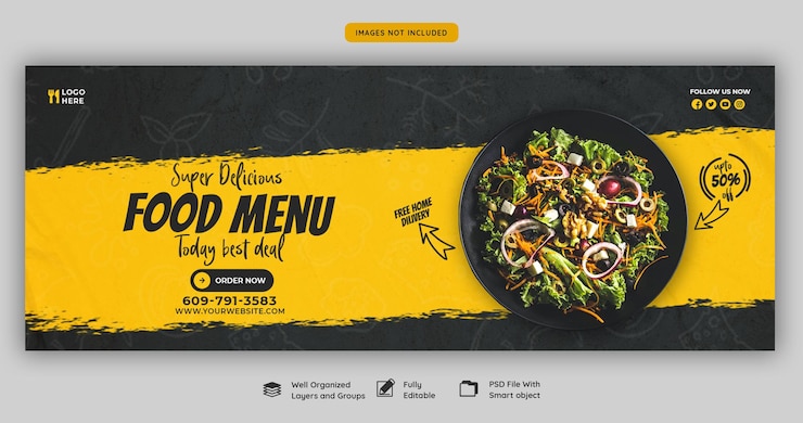 PSD grátis menu de comida e restaurante modelo de capa para facebook
