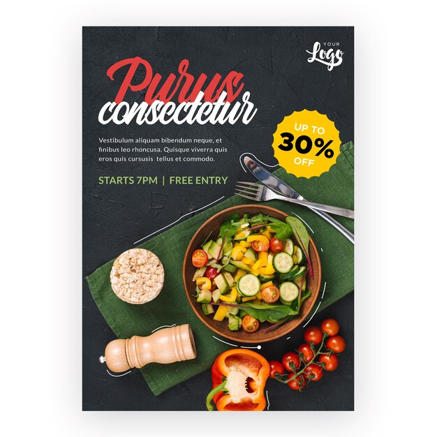 Menu de restaurante com desconto