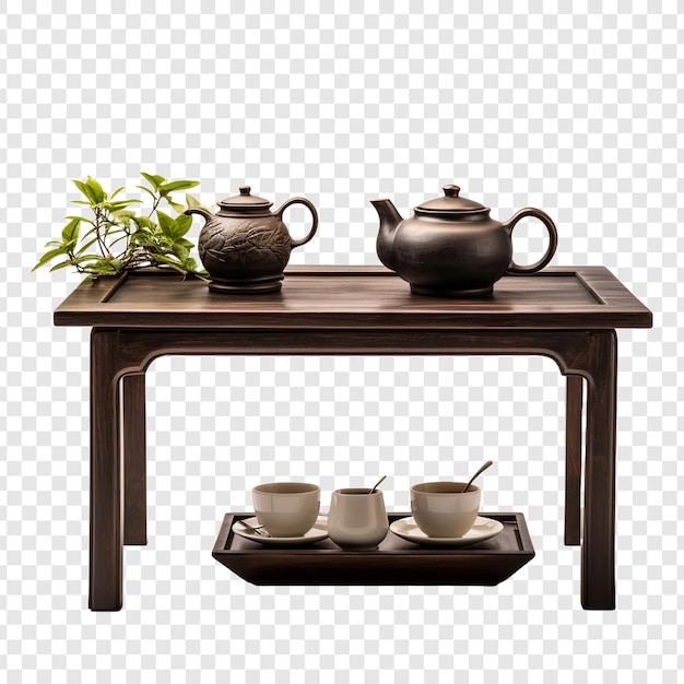 Mesa de chá isolada em fundo transparente
