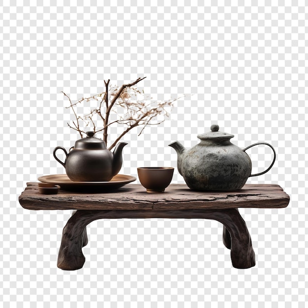 Mesa de chá isolada em fundo transparente