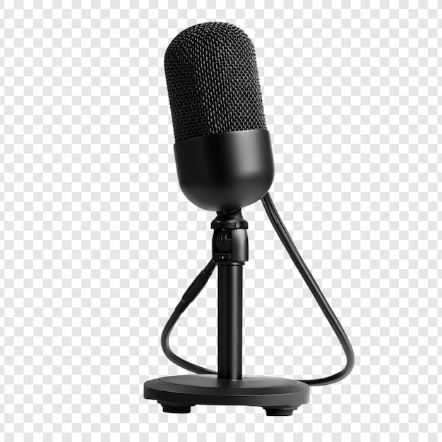 Microfone de condensador preto profissional em suporte