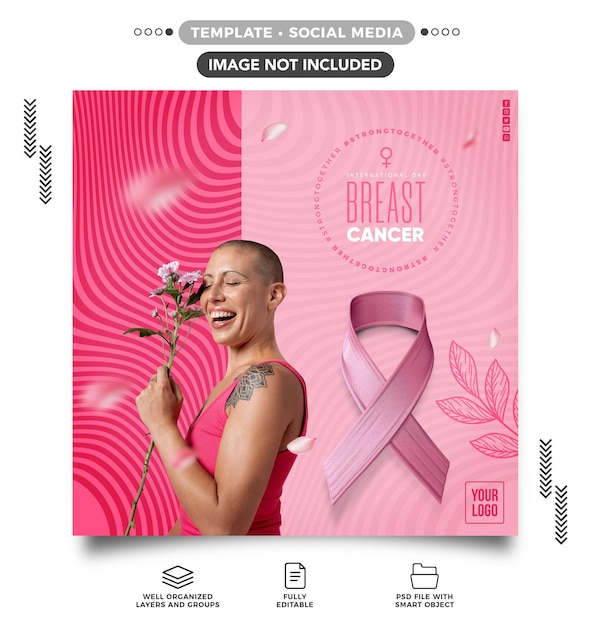 PSD grátis mídia social feed de outubro rosa campanha rosa