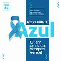 PSD grátis mídia social post azul de novembro tudo contra o câncer de próstata