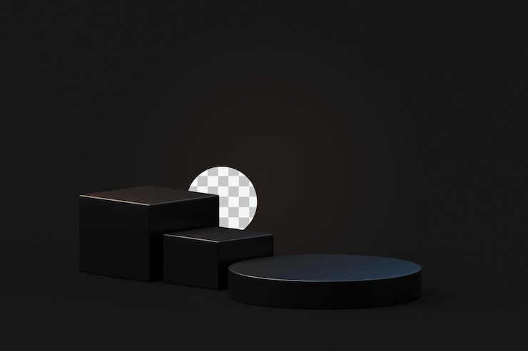 PSD grátis minimal black podium para exibição de produtos, apresentação de vendas, conceito de promoção, fundo 3d