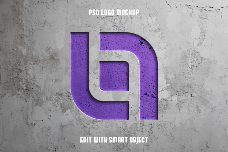 PSD grátis mockup de logotipo de metal realista em 3d em concreto escuro