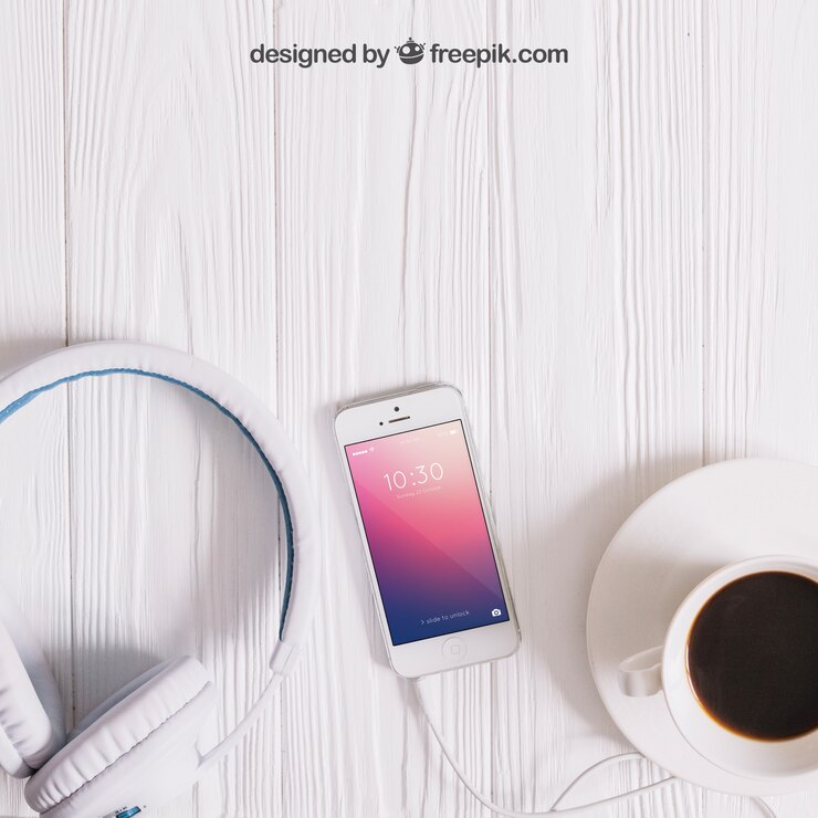 PSD grátis mockup de música com smartphone