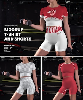 Mockups de top e shorts esportivos fácil de personalizar as cores top costuras e shorts tênis