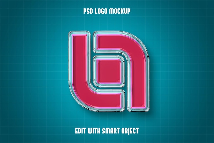 PSD grátis modelagem de logotipo 3d neon pink