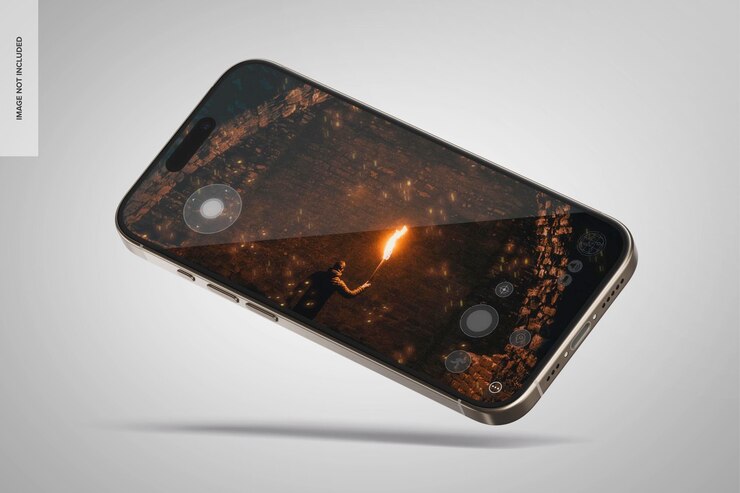 PSD grátis modelagem horizontal do iphone 15 pro max