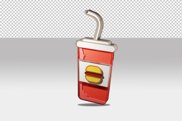 Modelo 3d de refrigerante com logotipo de hambúrguer arquivo psd com a visualização girada para baixo mais à direita