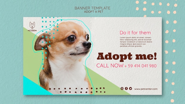 Modelo com adoção de animais de estimação para banner