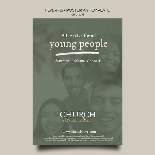 PSD grátis modelo criativo de panfleto de igreja