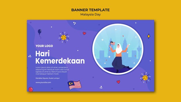 Modelo da web de banner Hari kemerdekaan