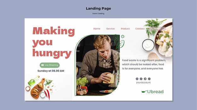 Modelo da web de culinária para eventos