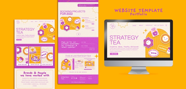 PSD grátis modelo da web de portfólio de design plano