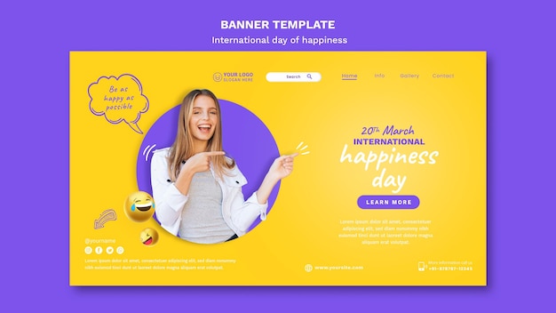 Modelo da web do dia internacional da felicidade