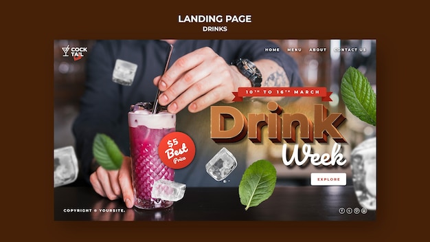 PSD grátis modelo da web para a semana da bebida