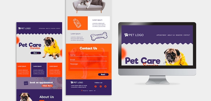 PSD grátis modelo da web para cuidados com animais de estimação
