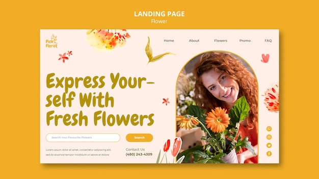 PSD grátis modelo da web para floricultura