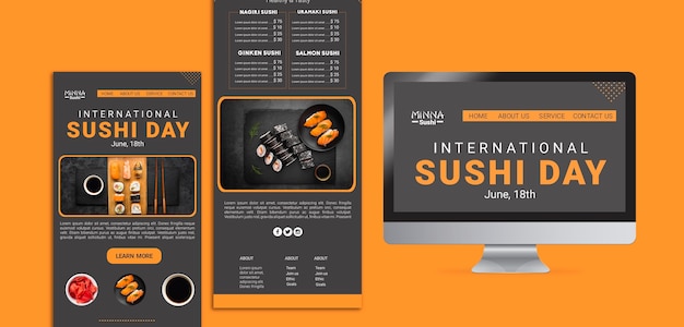 PSD grátis modelo da web para o dia internacional do sushi