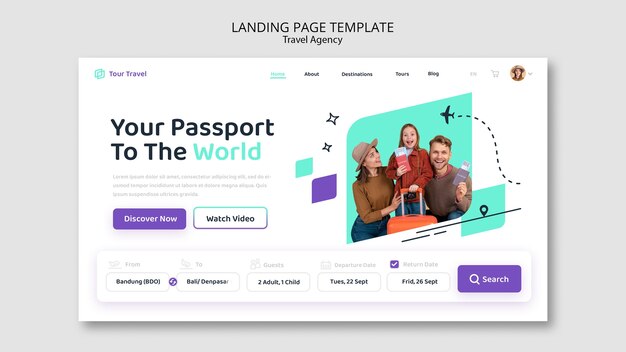 Modelo de agência de viagens de projeto plano