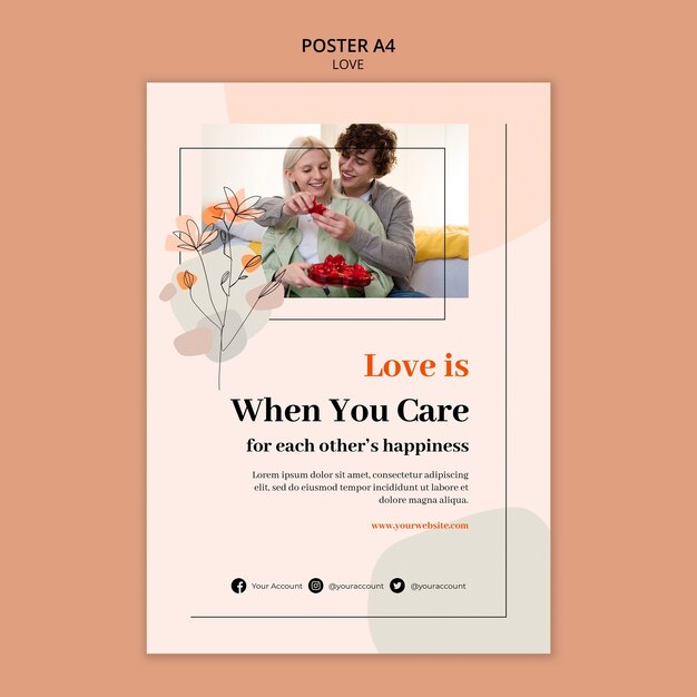 Modelo de amor de design plano