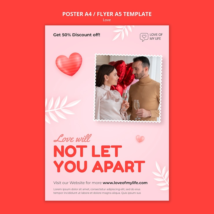 PSD grátis modelo de amor de design plano