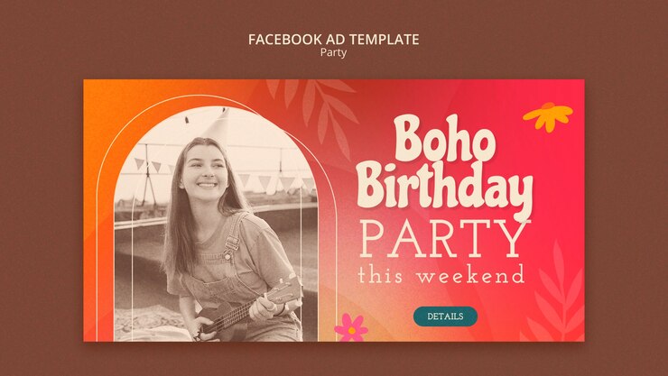 PSD grátis modelo de aniversário boho design plano