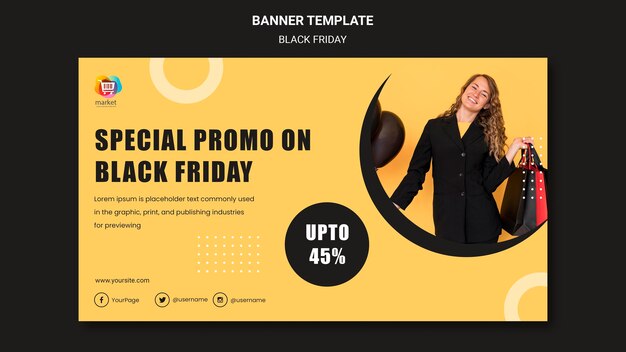 Modelo de anúncio de banner preto sexta-feira